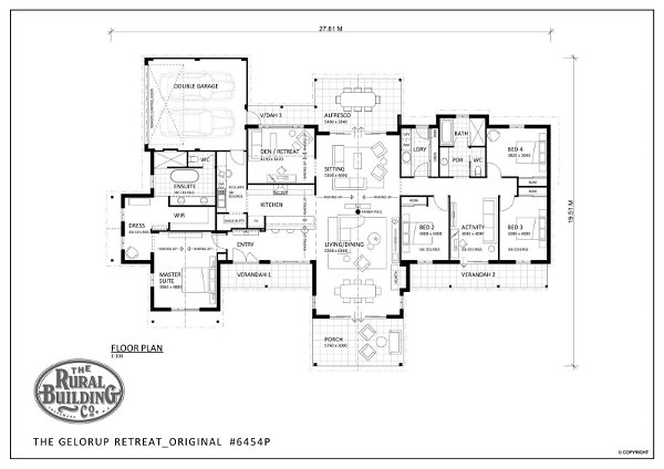 Rural Building Company -  - Floorplan - 6454P The Gelorup Retreat Original Brochure Artwork