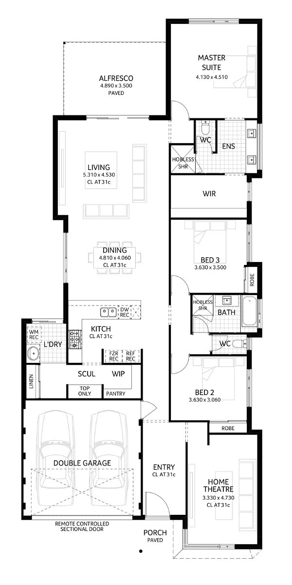 Plunkett Homes - Ningaloo | Contemporary - Floorplan - Ningaloo Luxe Contemporary Marketing Plan Croppedjpg