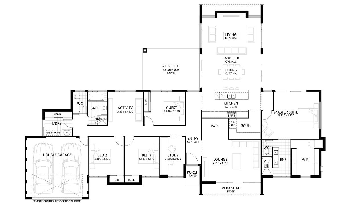 Plunkett Homes - Stables | Display - Floorplan - Stables Luxe Contemporary Marketing Plan Croppedjpg