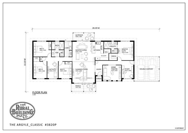 Rural Building Company -  - Floorplan - 3820P Argyle Classic Brochure Artwork