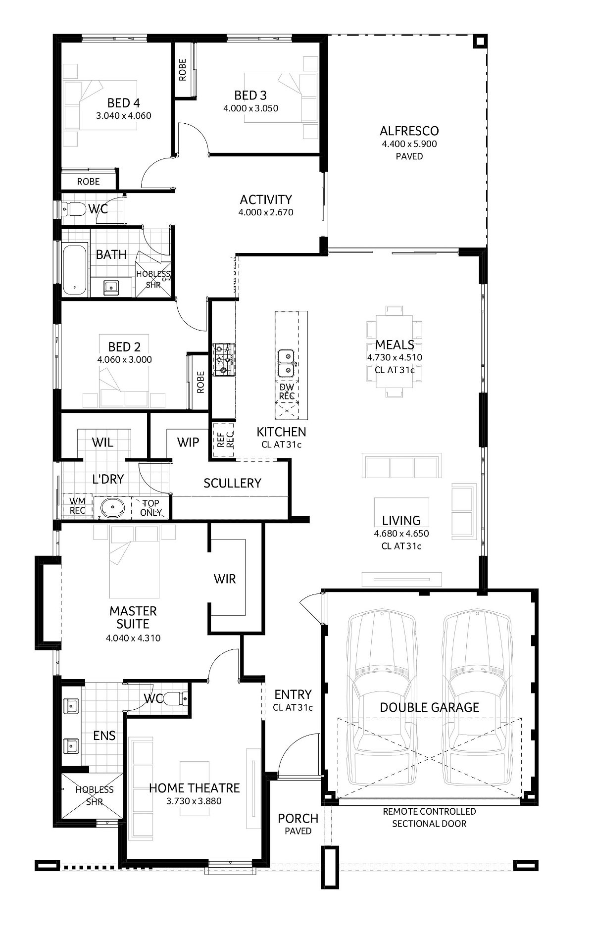 Plunkett Homes - Santana | Contemporary - Floorplan - Santana Luxe Contemporary Marketing Plan Croppedjpg