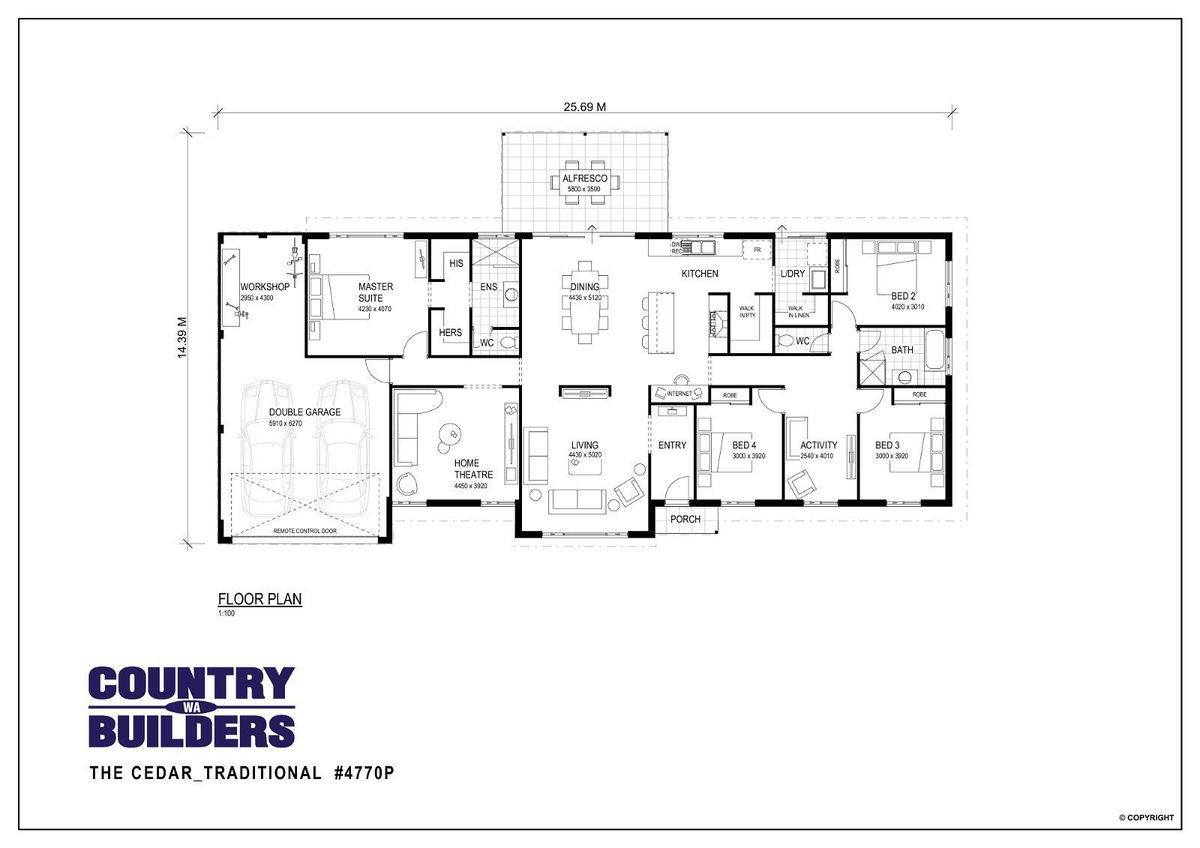 Wa Country Builders -  - Floorplan - 4770P Cedar Traditional Brochure Artwork