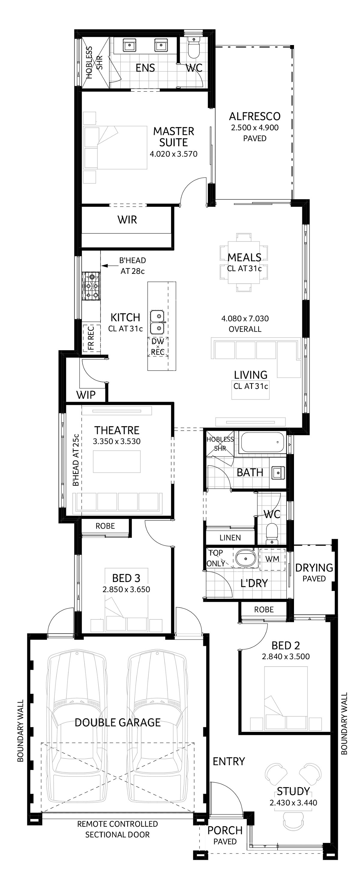 Plunkett Homes - York | Mid-Century - Floorplan - York Luxe Mid Century Marketing Plan Croppedjpg