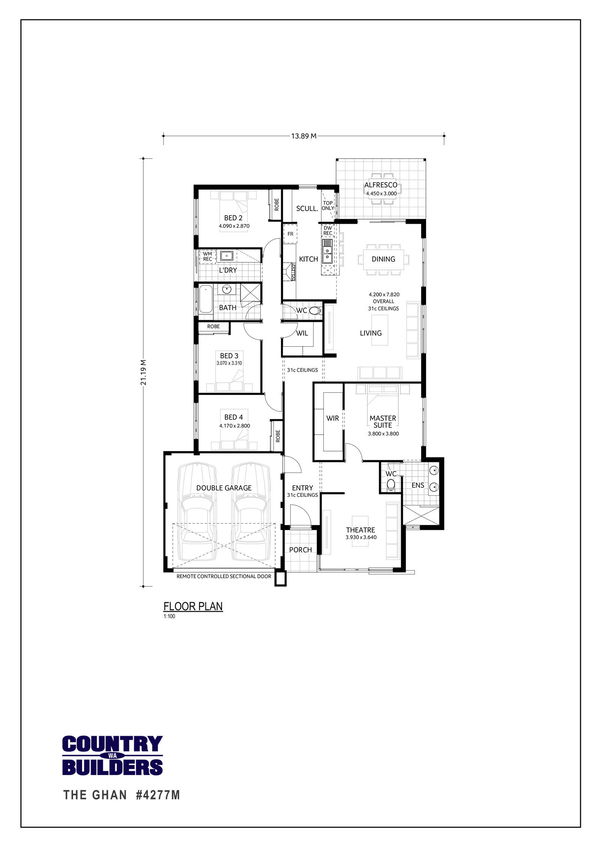 Wa Country Builders -  - Floorplan - 4277M The Ghan Brochure Artwork