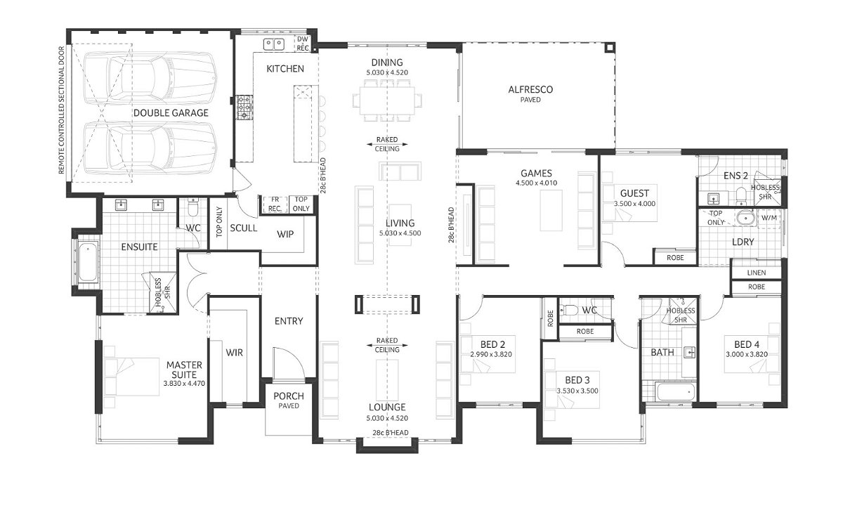 Plunkett Homes - Bedford | Contemporary - Floorplan - Bedford Luxe Contemporary Marketing Plan Cropped Jpg