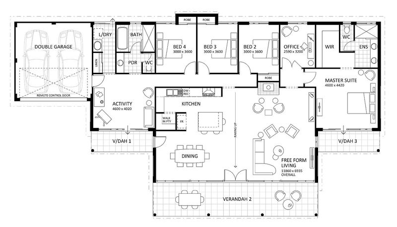 Rural Building Company - The Rivergums Skillion (Heritage) - Floorplan - 3995P Rivergums Skillion Hertitage Brochure Artwork