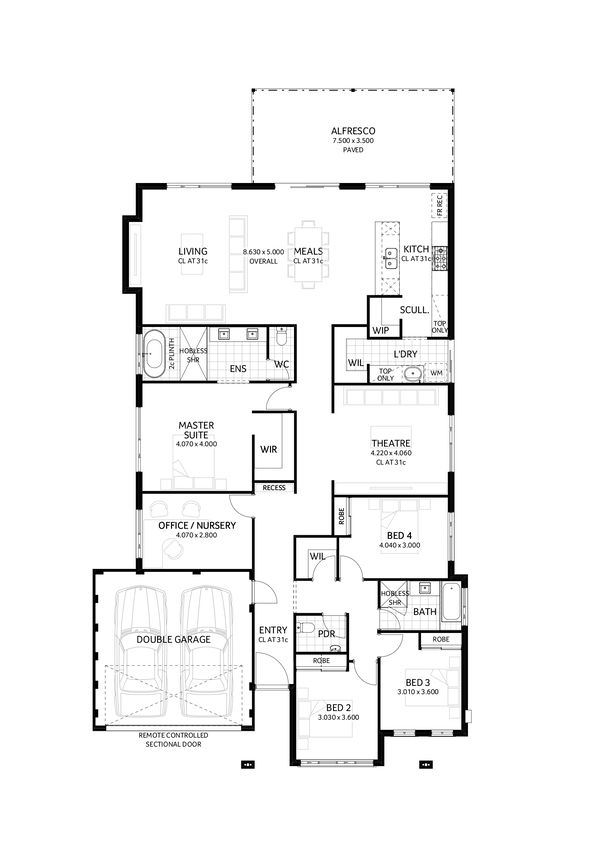 Plunkett Homes - Atomic | Hamptons - Floorplan - Atomic Luxe Hamptons Marketing Plan Cropped