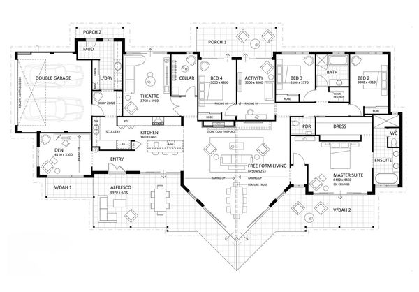 Rural Building Company - The Darlington Retreat | Display - Floorplan - 6501D The Darlington As Displayed Brochure Artwork