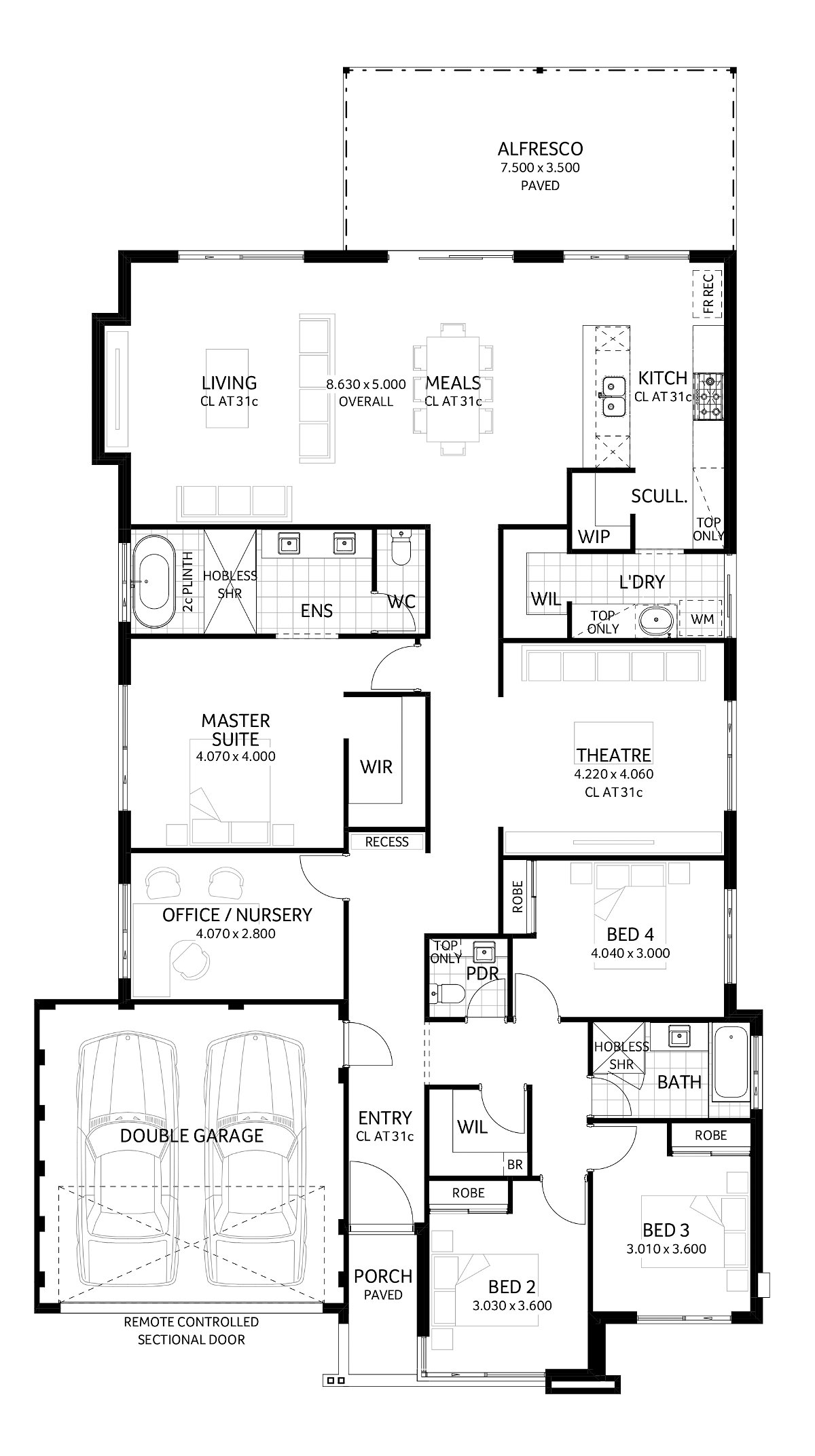Plunkett Homes - Atomic | Contemporary - Floorplan - Atomic Luxe Contemporary Marketing Plan Cropped Jpg