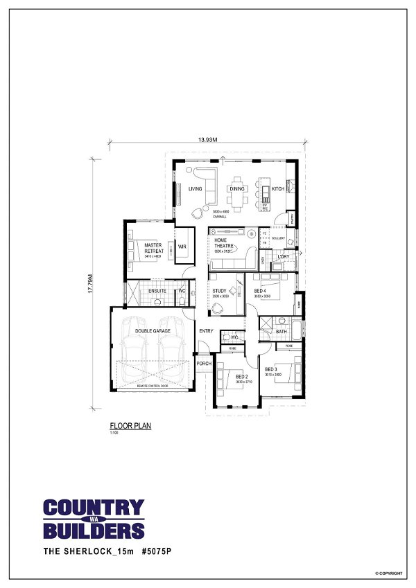 Wa Country Builders -  - Floorplan - 5075P Sherlock 15M Brochure Artwork