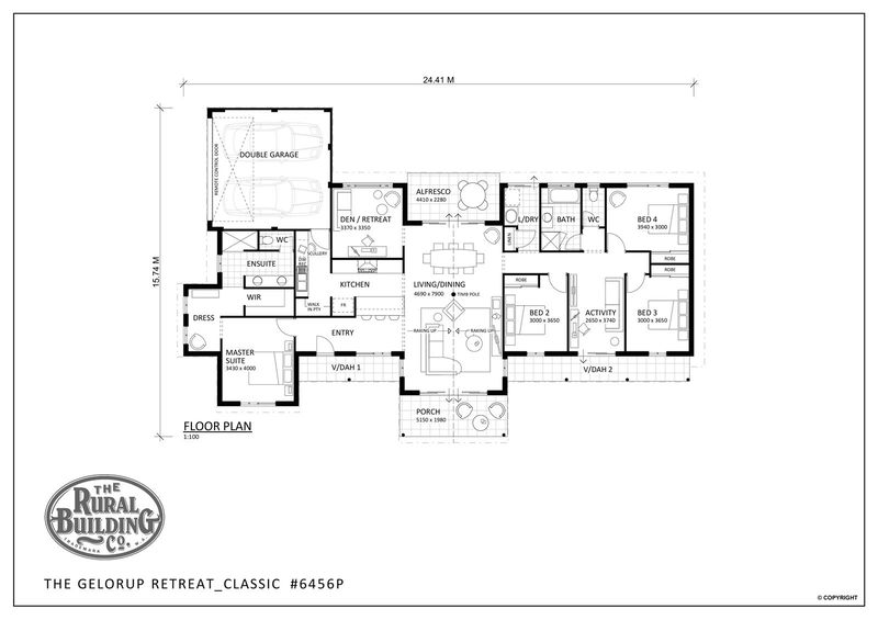 Rural Building Company - The Gelorup Retreat (Display) - Floorplan - 6454D The Gelorup Retreat As Displayed Brochure Artwork