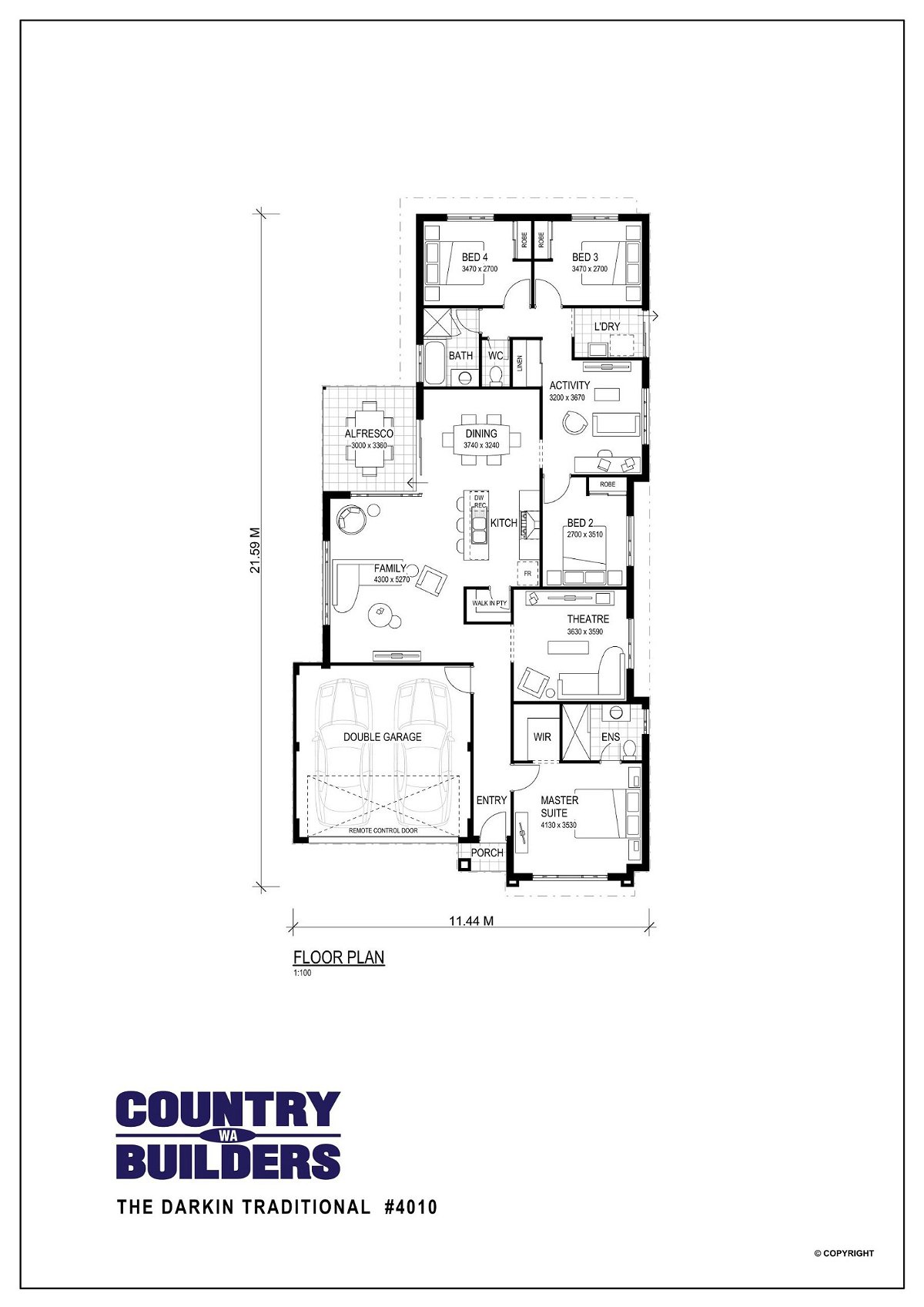 Wa Country Builders - Barnes Drive, Bremer Bay, Wa 6338 - Floorplan - 4010P The Darkin 125M Brochure Artwork