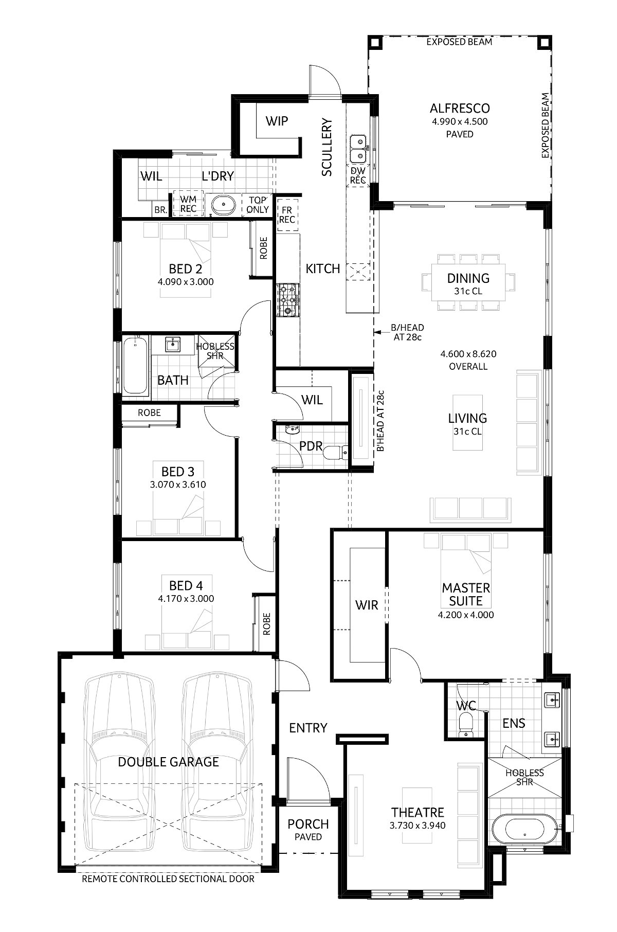 Plunkett Homes - Ambergate | Federation - Floorplan - Vandross Luxe Federation Marketing Plan Cropped Jpg