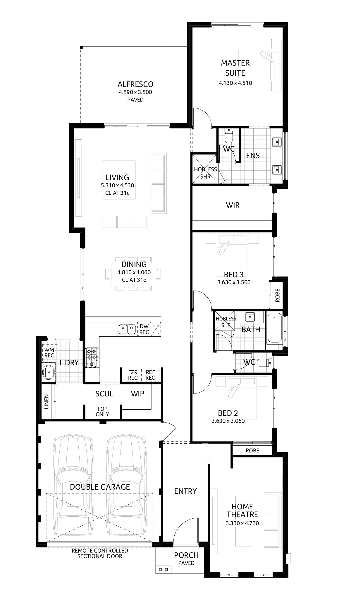 Plunkett Homes - Ningaloo | Federation - Floorplan - Ningaloo Luxe Federation Marketing Plan Cropped Jpg