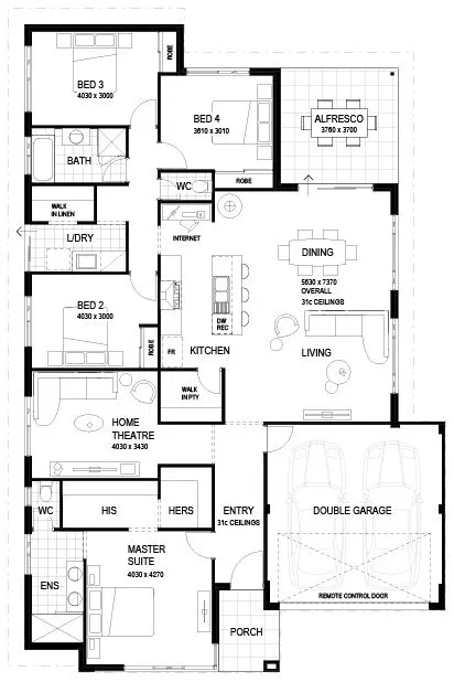 Wa Country Builders - The Kuranda - Floorplan - 4284M The Kuranda Brochure Artwork