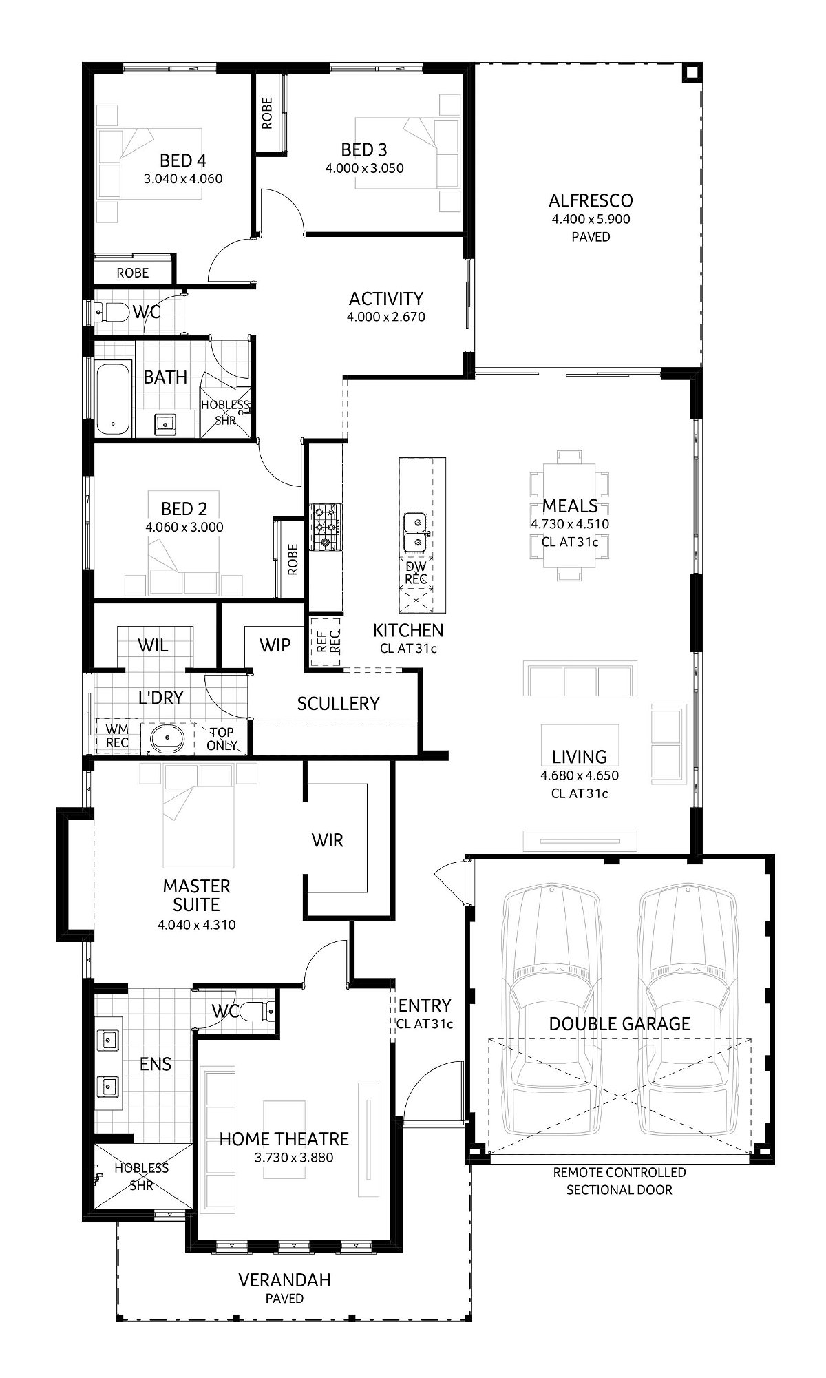 Plunkett Homes - Santana | Federation - Floorplan - Santana Luxe Federation Marketing Plan Croppedjpg
