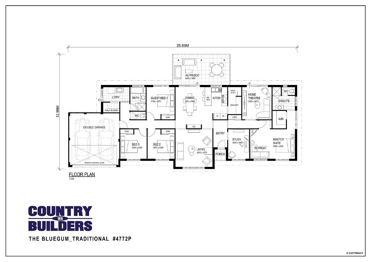 Wa Country Builders -  - Floorplan - 4772P Bluegum Traditional Brochure Artwork