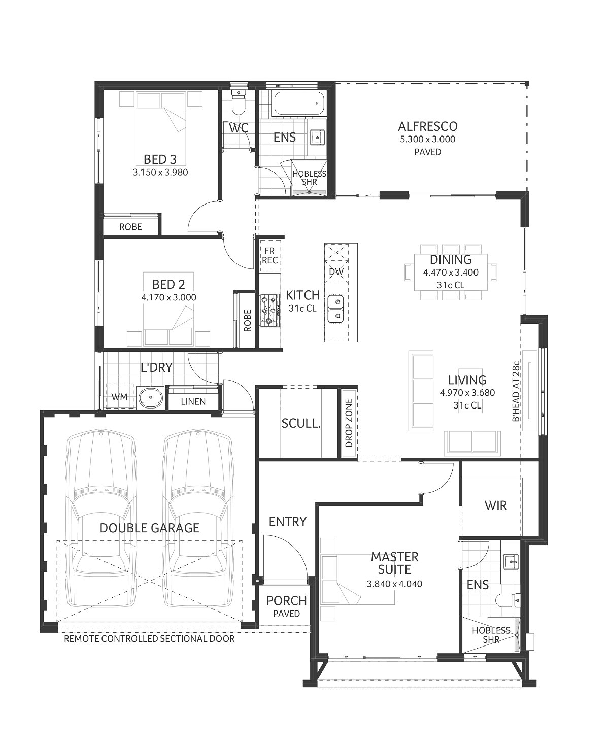 Plunkett Homes - Sandalwood | Contemporary - Floorplan - Sandalwood Luxe Marketing Plan Croppedjpg