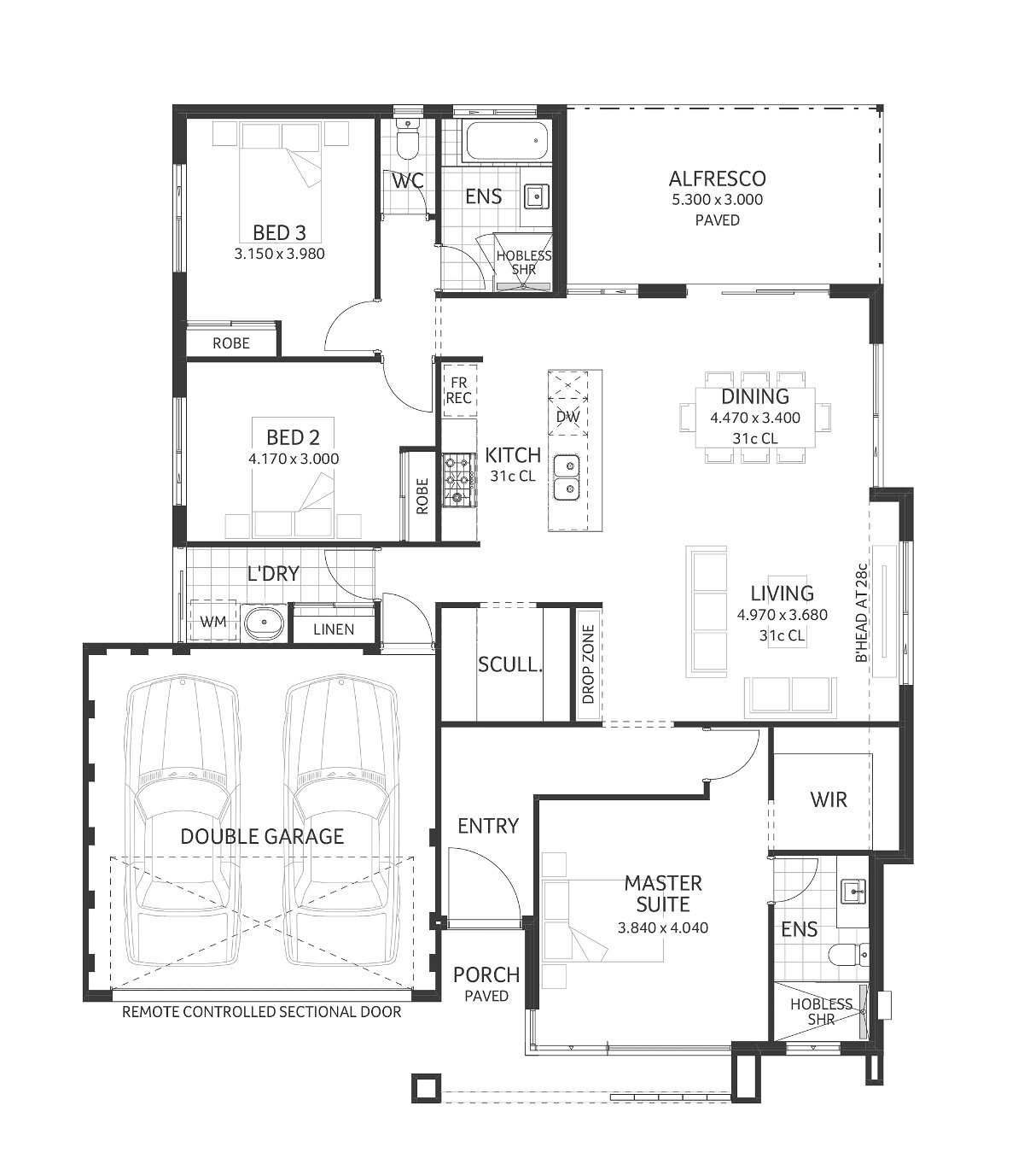 Plunkett Homes - Sandalwood | Mid-Century - Floorplan - Sandalwood Luxe Midcentury Marketing Plan Croppedjpg