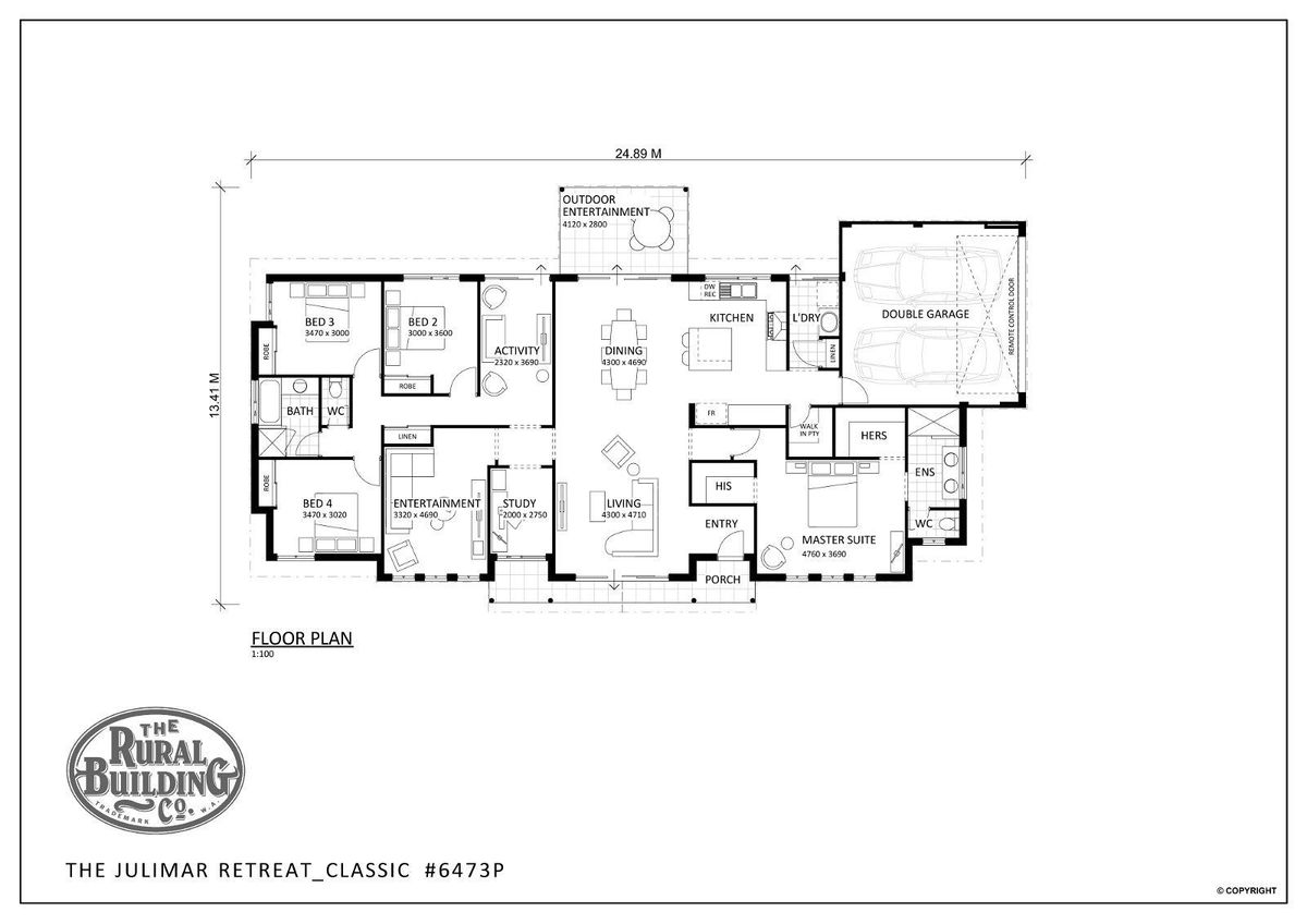 Rural Building Company -  - Floorplan - 6473P Julimar Retreat Classic Brochure Artwork