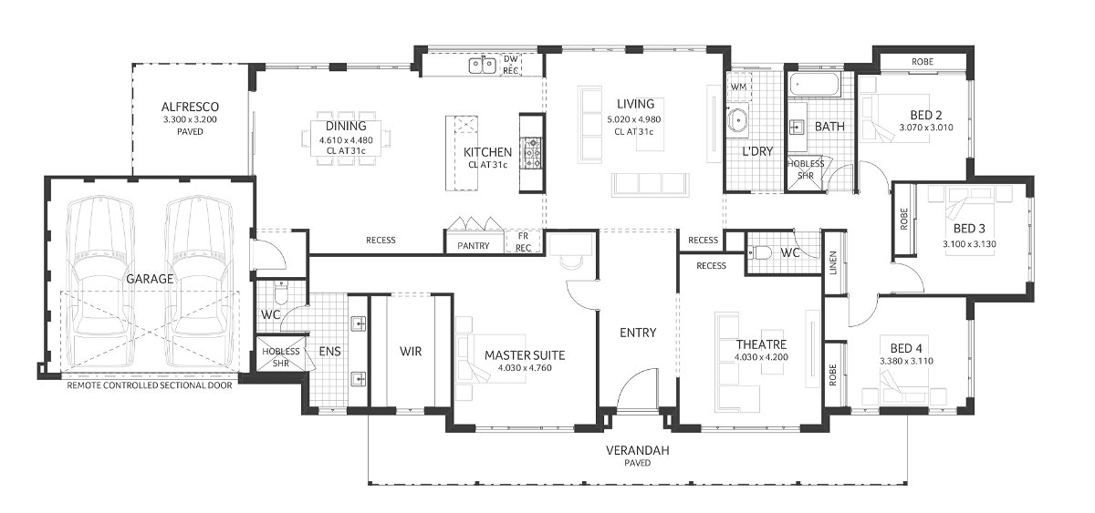 Plunkett Homes - Pickering Brook | Mid-Century - Floorplan - Pickering Brook Luxe Mid Century Marketing Plan Cropped Jpg