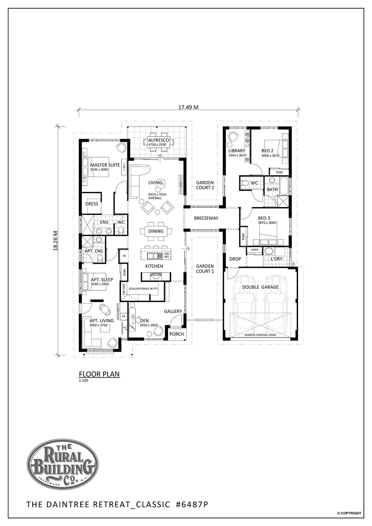 Rural Building Company -  - Floorplan - 6487P Daintree Retreat Classic Brochure Artwork