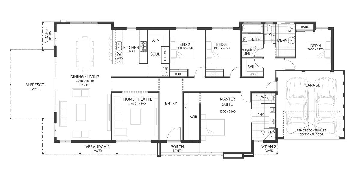 Plunkett Homes - Colorado | Mid-Century - Floorplan - Colorado Luxe Mid Century Marketing Plan Cropped Jpg
