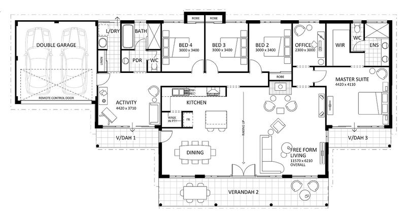 Rural Building Company - The Rivergums Skillion (Heritage) - Floorplan - 3995P Rivergums Skillion Hertitage Brochure Artwork
