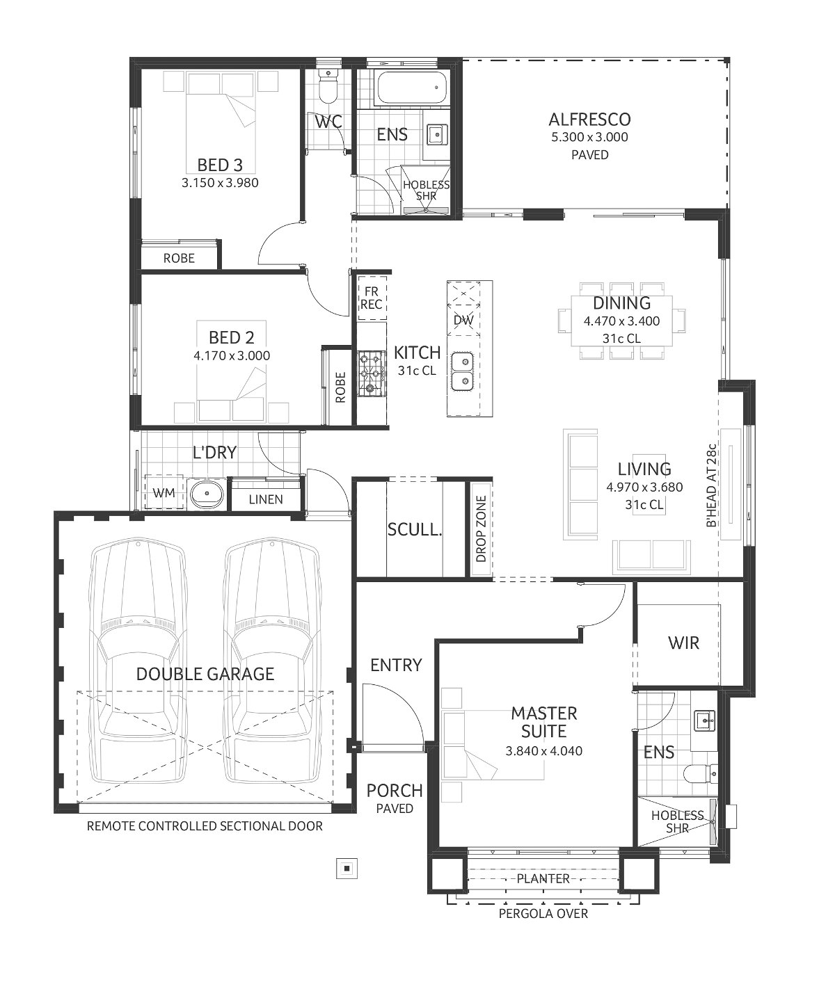 Plunkett Homes - Sandalwood | Hamptons - Floorplan - Sandalwood Luxe Hamptons Marketing Plan Croppedjpg