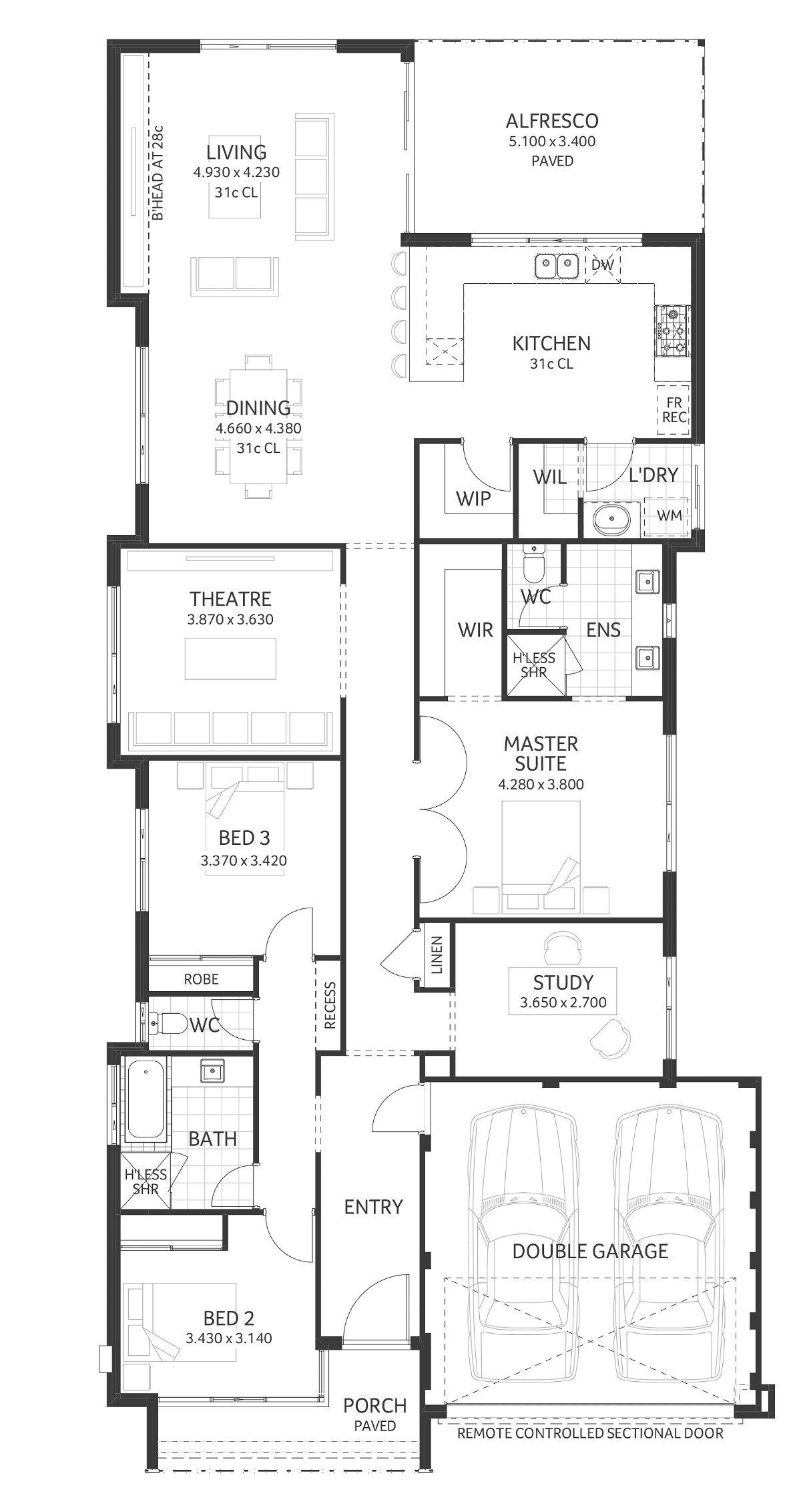 Plunkett Homes - Gracetown | Contemporary - Floorplan - Gracetown Luxe Contemporary Marketing Plan Croppedjpg