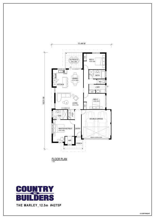 Wa Country Builders -  - Floorplan - 4275P The Marley 125M Brochure Artwork