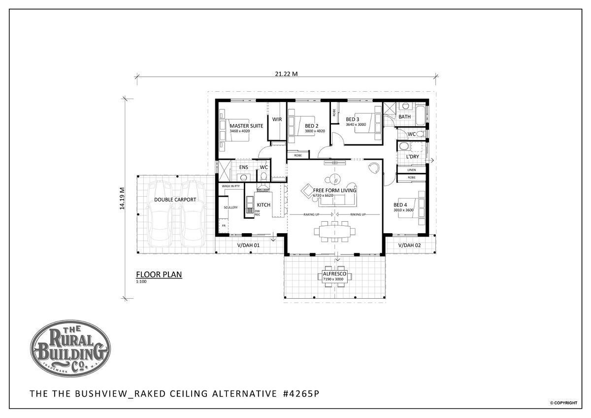Rural Building Company -  - Floorplan - 4265P The Bush View Raked Ceiling Alt Brochure Artwork