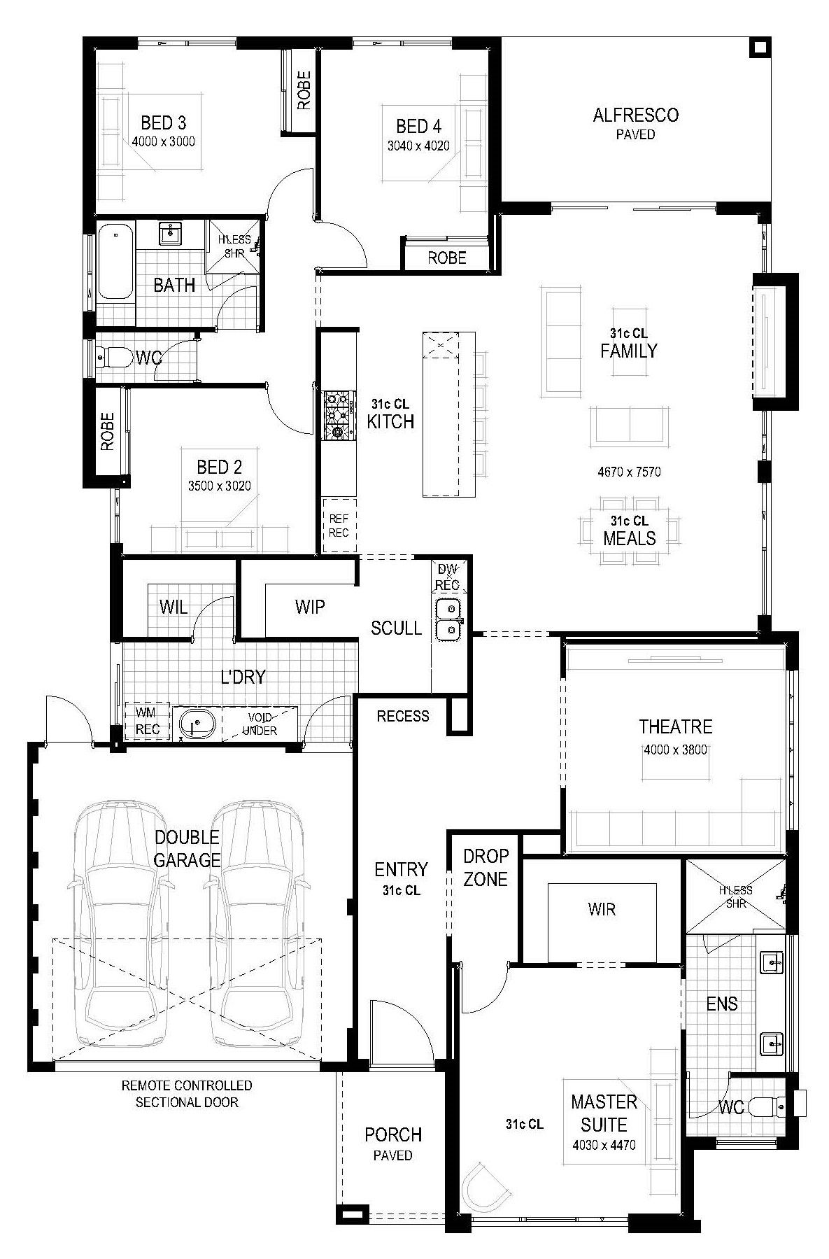 Plunkett Homes - Boardwalk | Mid-Century - Floorplan - Boardwalk Luxe Mid Century Marketing