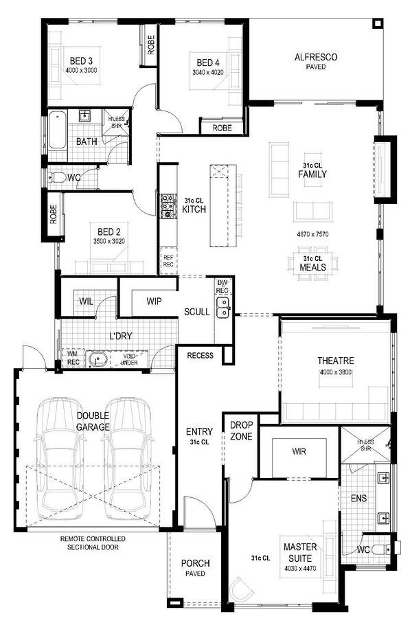 Plunkett Homes - Boardwalk | Mid-Century - Floorplan - Boardwalk Luxe Mid Century Marketing