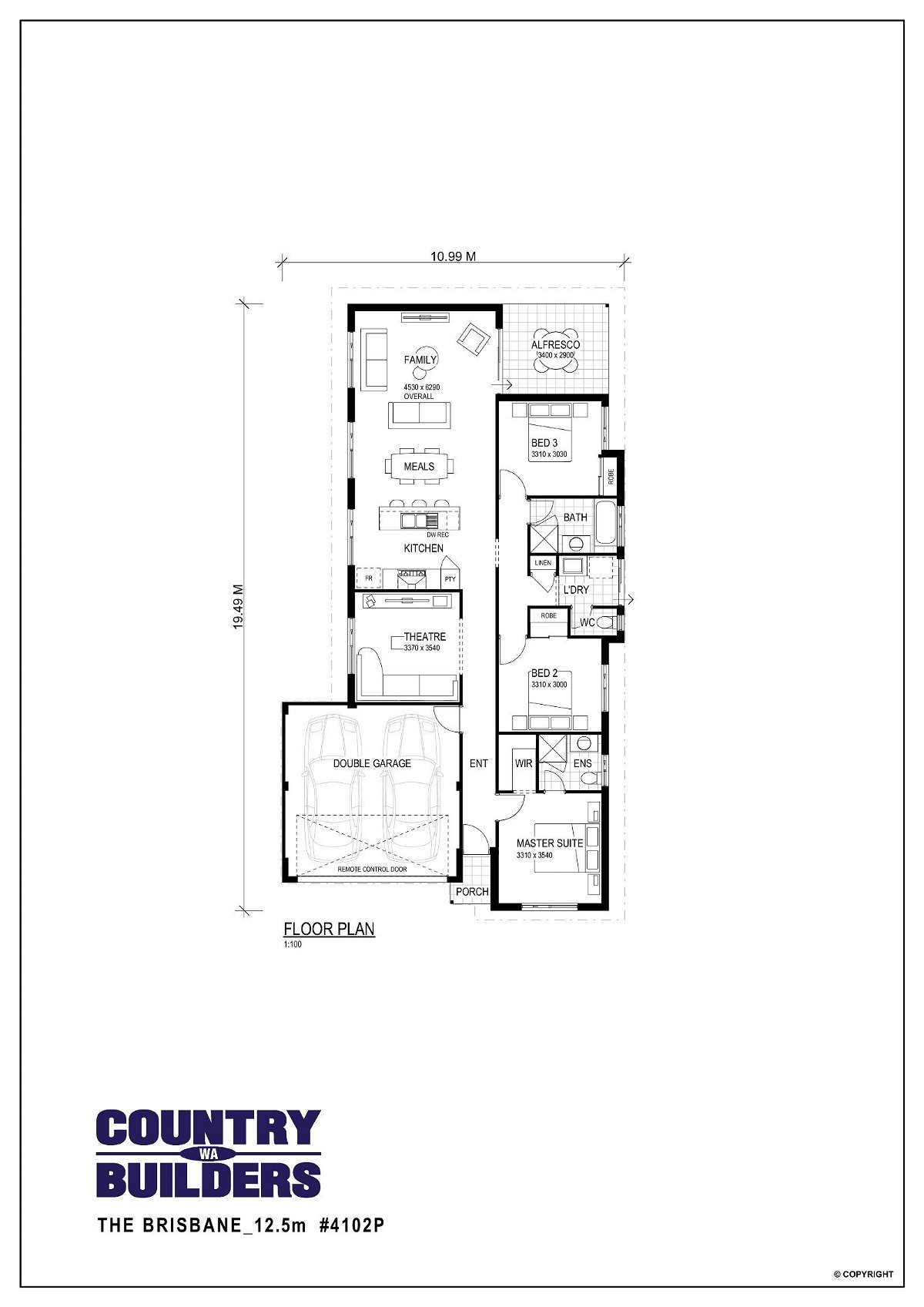 Wa Country Builders -  - Floorplan - 4102P The Brisbane 125M Brochure Artwork