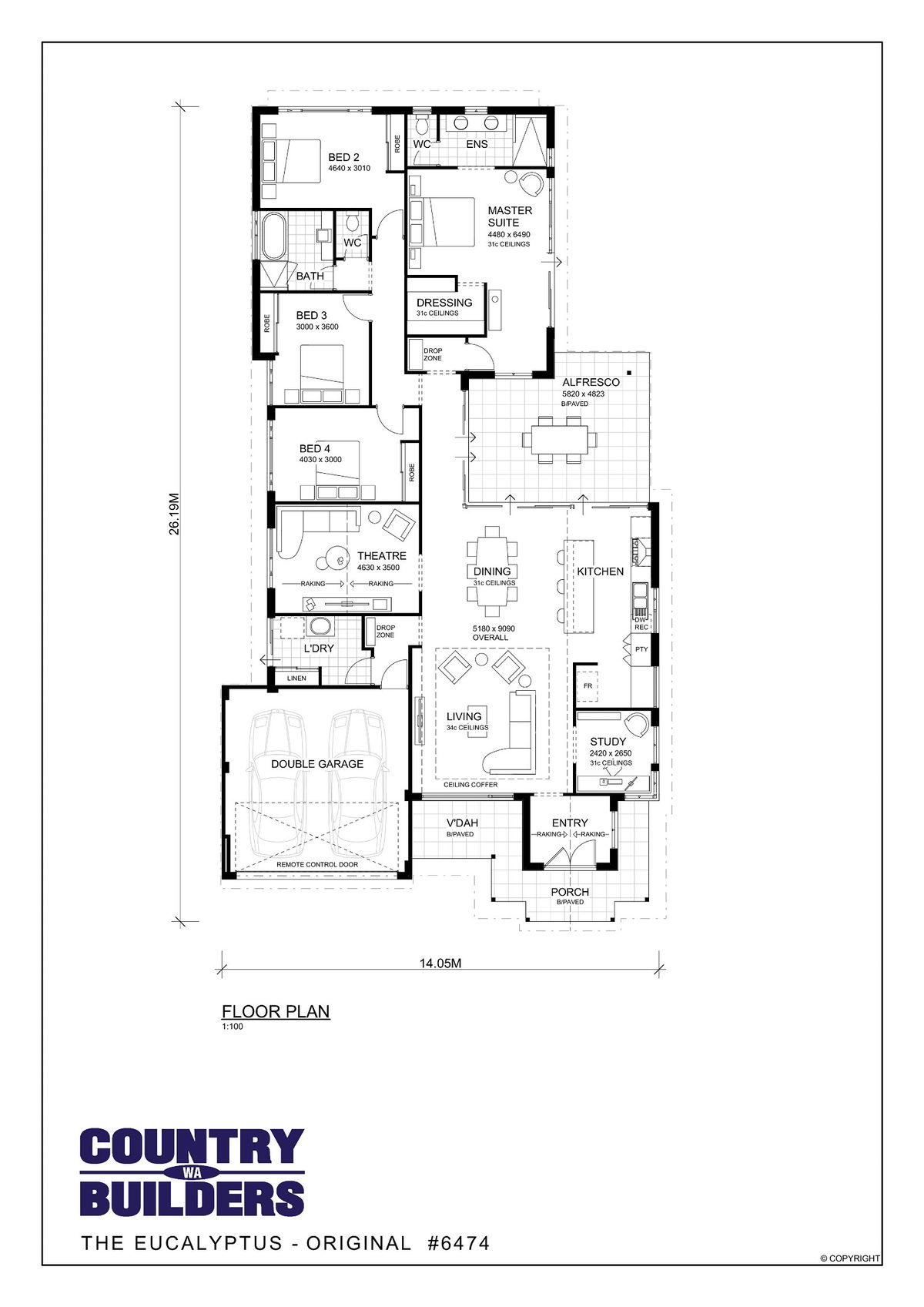 Wa Country Builders -  - Floorplan - 6474 Eucalyptus Original Brochure Artwork