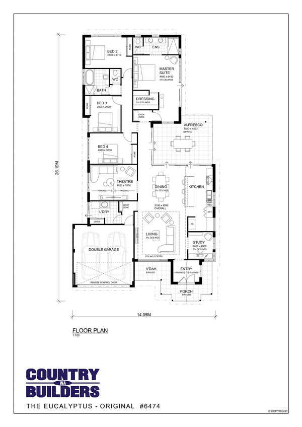 Wa Country Builders -  - Floorplan - 6474 Eucalyptus Original Brochure Artwork