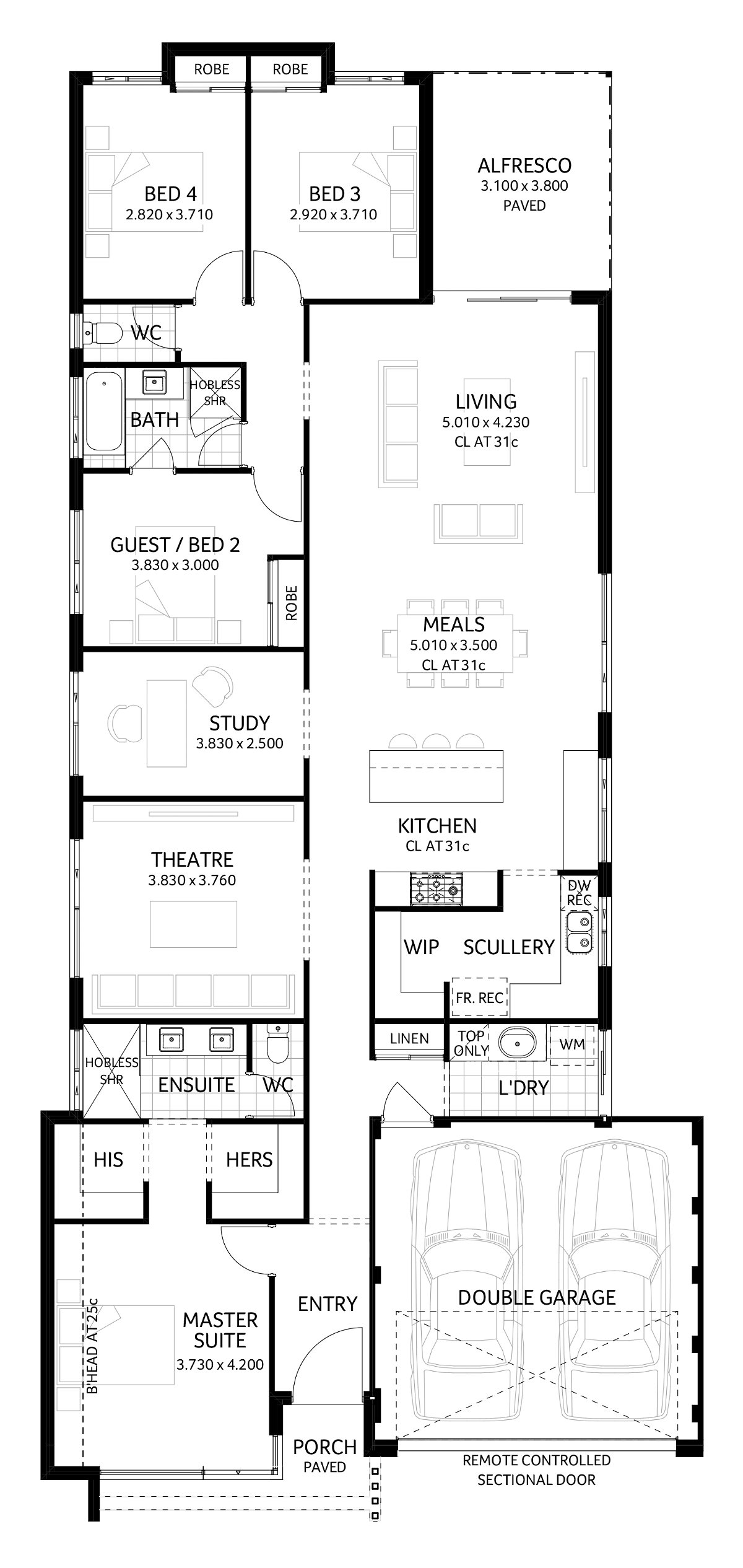 Plunkett Homes - Bassendean | Mid-Century - Floorplan - Bassendean Luxe Mid Century Marketing Plan Webjpg