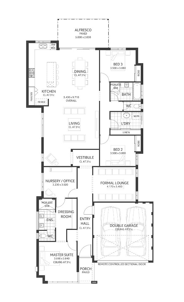 Plunkett Homes - Beaufort | Contemporary - Floorplan - Beaufort Luxe Contemporary Marketing Plan Croppedjpg