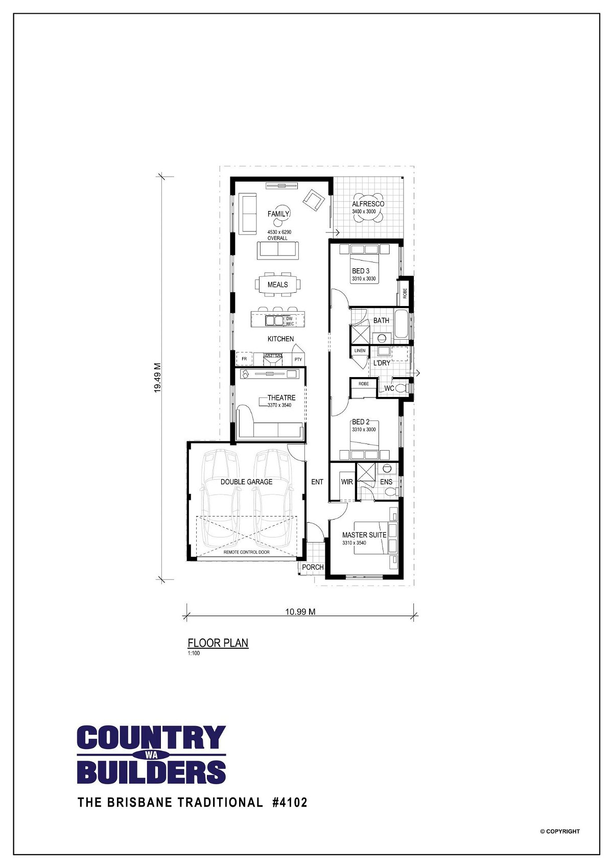 Wa Country Builders - Barnes Drive, Bremer Bay, Wa 6338 - Floorplan - 4102P The Brisbane 125M Brochure Artwork