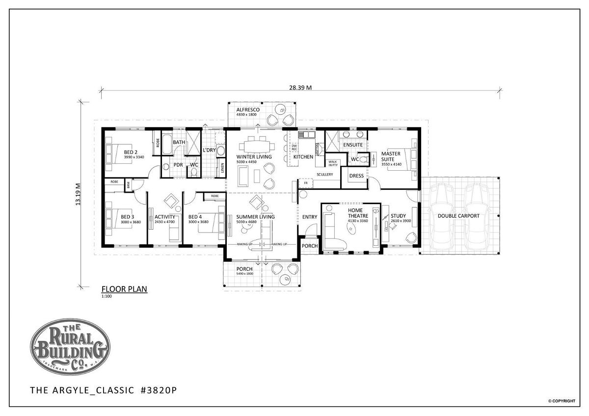 Rural Building Company -  - Floorplan - 3820P Argyle Classic Brochure Artwork