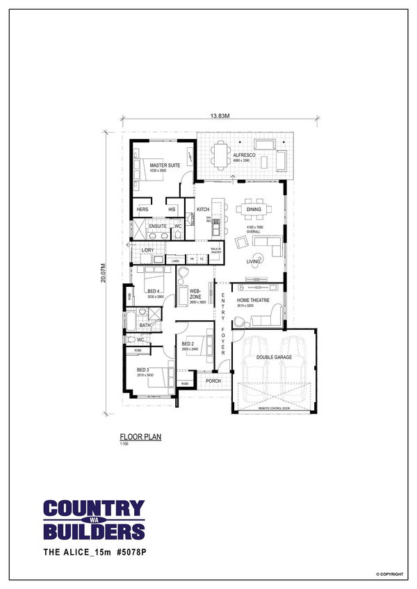 Wa Country Builders -  - Floorplan - 5078P The Alice 15M Brochure Artwork