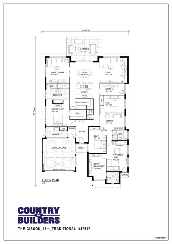 Wa Country Builders - The Gibson | Traditional - Floorplan - 4751P The Gibson 17M Traditional Brochure Artwork
