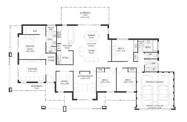 Plunkett Homes - Leeuwin | Contemporary - Floorplan - Leeuwin Luxe Contemporary Marketing Plan Cropped Jpg