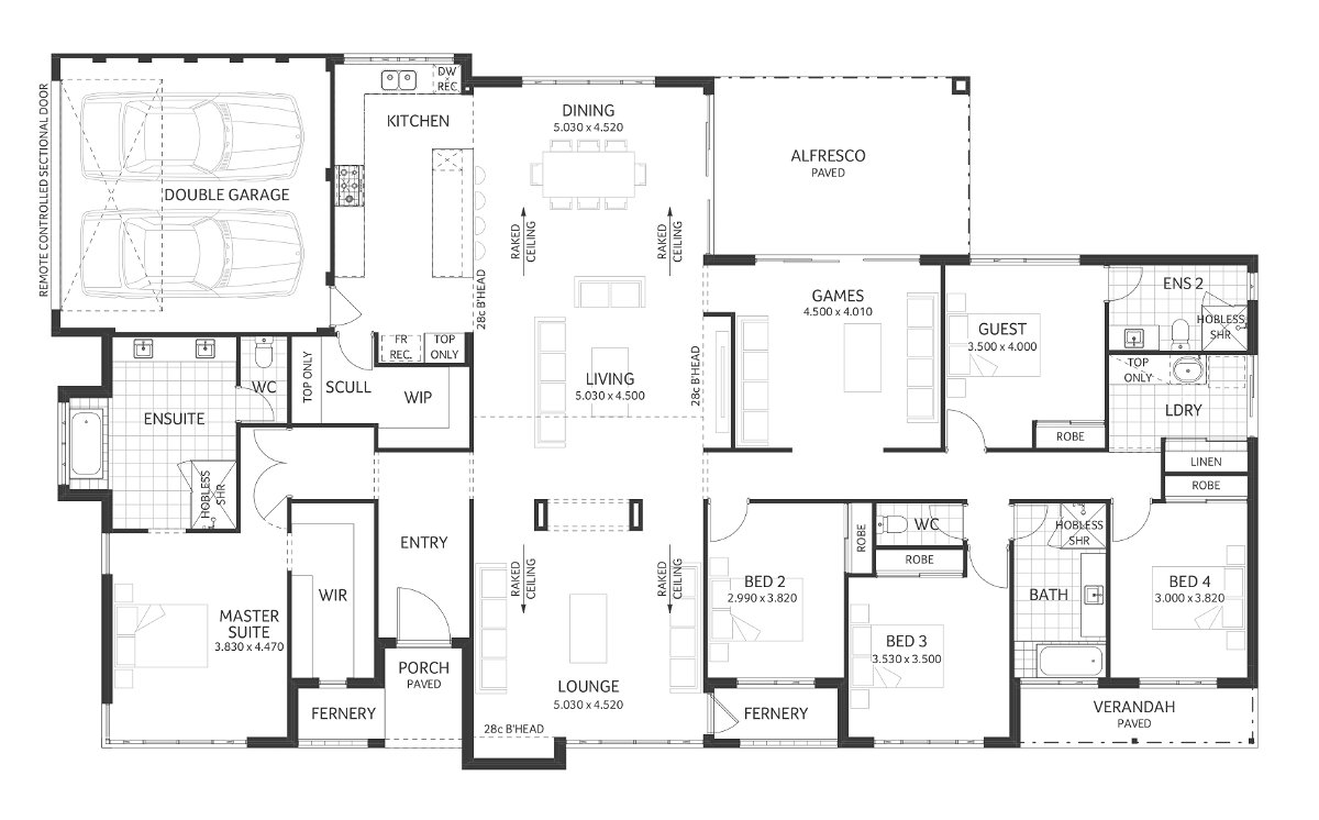Plunkett Homes - Bedford | Mid-Century - Floorplan - Bedford Luxe Mid Century Marketing Plan Croppedjpg